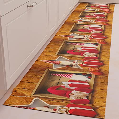 PETTI Artigiani Italiani - Vloerkleed voor de keuken, Kerstmis, loper voor de keuken, antislip en wasbaar, 52 x 140 cm, design elf 100% Made in Italy