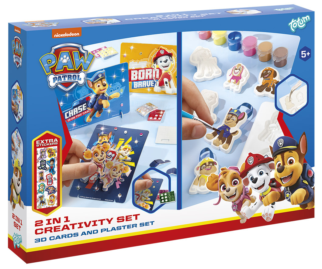 Totum PAW Patrol 2 In 1 Creativity Set 3D Cards, Plaster Set