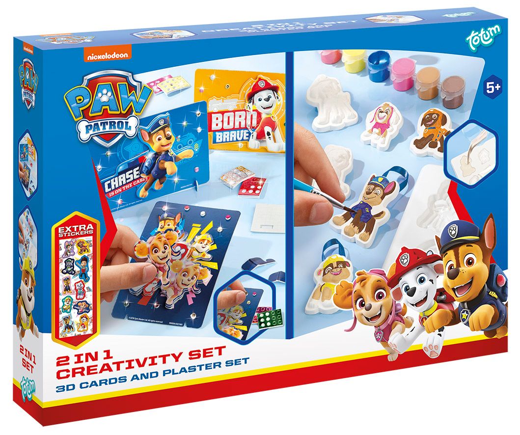 Totum PAW Patrol 2 In 1 Creativity Set 3D Cards, Plaster Set - 5+ jaar