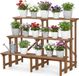 needs&wants® Grand support pour plantes/support à fleurs à 3 niveaux, support pour plantes/étagère à fleurs/étagère à plantes XL, en bois résistant aux intempéries pour intérieur et extérieur sur balcon/jardin, 110 x 61 x 80 cm de haut, marron