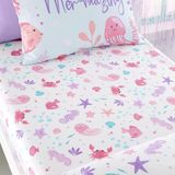 Bedlam - Roze zeedieren lakens - Eenpersoons hoeslaken (190 x 90 x 25cm) - Oceaan/zeedieren slaapkamer accessoires - Mermaid Vibes Collection, Agua