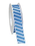 Präsent Satijnen lint wit-blauw 25 mm breed, 20 m lengte