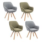 MEUBLE COSY Set van 4 Scandinavische eetkamerstoelen, kaptafel, draaistoel met armleuningen, voor slaapkamer, woonkamer, keuken, kantoor, gestoffeerd met stof en poten van massief hout, meerkleurig