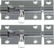 AMIG schuifslot/plaatgrendel - 4x - messing - 5 x 2.55 cm - verchroomd - deur - poort