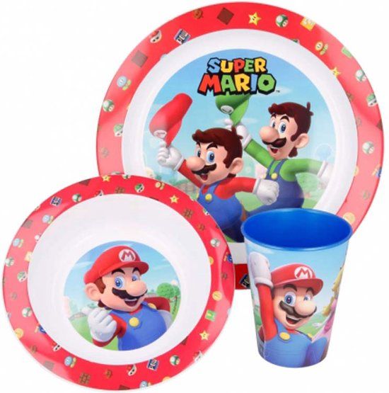 Stor Nintendo Serviesset Super Mario Junior Rood/wit 3-delig
