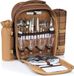 Unyqoos® Sac à dos pique-nique pour 4 personnes – Set de pique-nique 32 pièces, marron