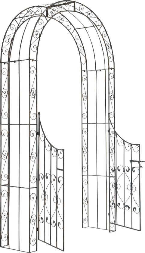 Clp Rozenboog SINA met poort / deur doorganghoogte 235 cm doorgangbreedte ca. 110 cm stabiel met ijzer bekleed dubbele poort - bronskleur