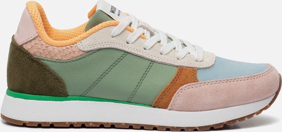Woden Ronja Multi Sneakers - Dames - Maat 36 - Groen Leer