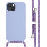 iMoshion iPhone 14 Hoesje met Koord - Siliconen Back Cover - Paars