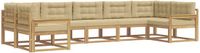 vidaXL Hoek loungeset 7 zitplaatsen Acacia hout Wit en Beige
