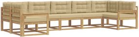 vidaXL Hoek loungeset 7 zitplaatsen Acacia hout Wit en Beige