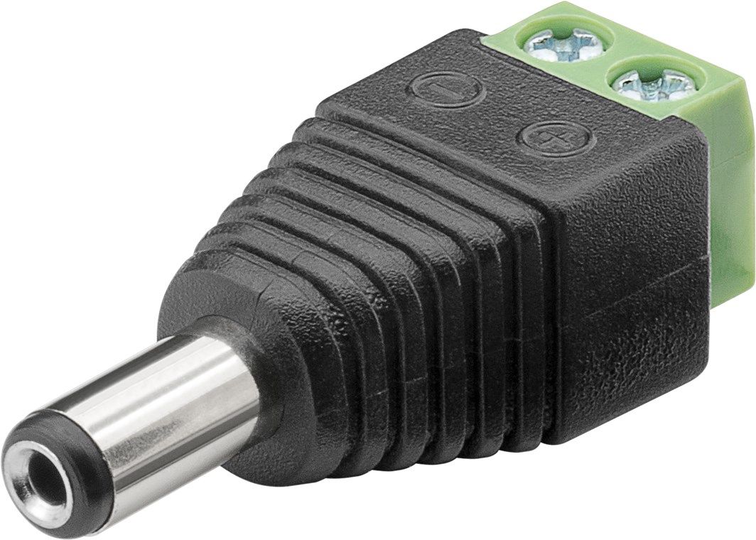 Goobay Terminal Block 2-pin to DC Male Connector (5.50 x 2.10 mm) - Black/Green