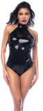 Mapale Mapalé Lace-up Halter Bodysuit - XL - Glanzend Zwart