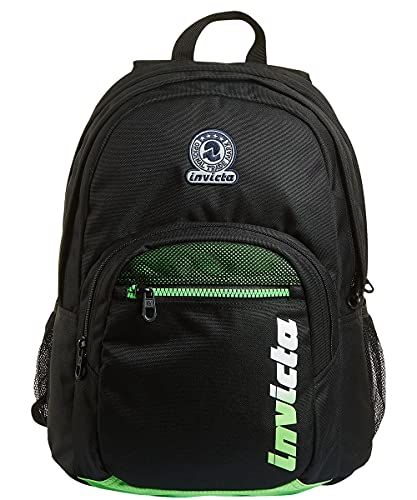 INVICTA S.P.A. Rugzak formaat rugzak kinderen en jongens, zwart/groen, Eén maat, Modern