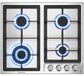 Cuisinière à gaz, 60 cm de large, 4 brûleurs, 8000 W, acier inoxydable, convient pour gaz naturel/GPL