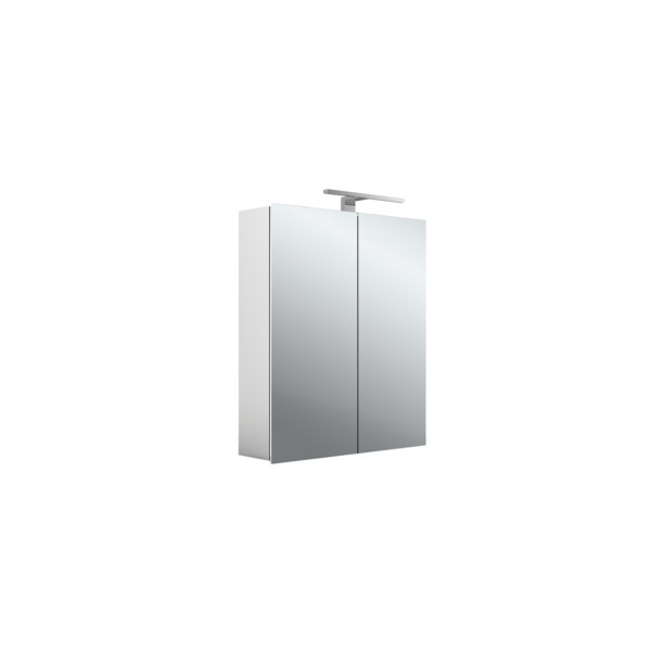 Emco Asis Mee aluminium spiegelkast 60x70cm opbouw met 2 deuren LED verlichting aan bovenzijde 949805050