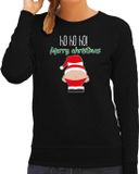 Bellatio Decorations foute kersttrui/sweater dames - Kerstman - zwart - Merry Christmas L