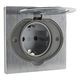 Zenitech 16A IP44 Brushed Aluminium Floor Socket with Protective Cover