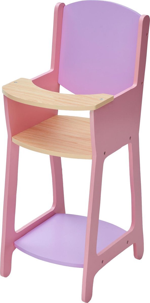 Olivia's Little World Paarse Houten Kinderstoel voor Poppen van 40cm Poppenmeubel TD-12878A