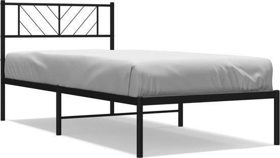 vidaXL Bedframe met hoofdbord metaal zwart 100x190 cm