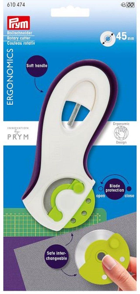 Prym Ergonomics rolmes 45mm. - wit, blauw, groen