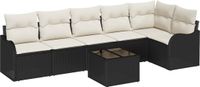 vidaXL Tuinbank Set Zwart Poly Rattan