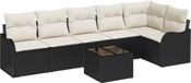 vidaXL Tuinbank Set Zwart Poly Rattan