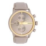 OOZOO Taupe horloge met taupe leren band - C11315