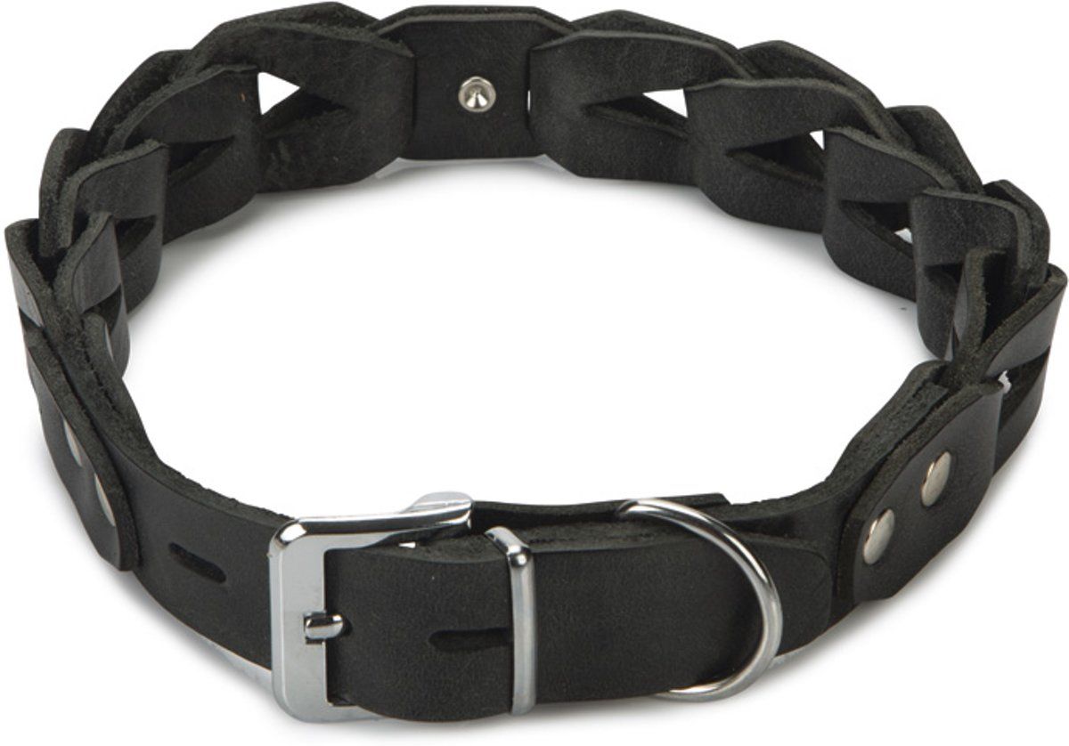 Beeztees Connex - Hondenhalsband - Leer - Zwart - 65cm x 30mm