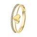 Lucardi Dames Dubbele ring hart en zirkonia - Ring - Cadeau - 14 Karaat Goud - Geelgoud