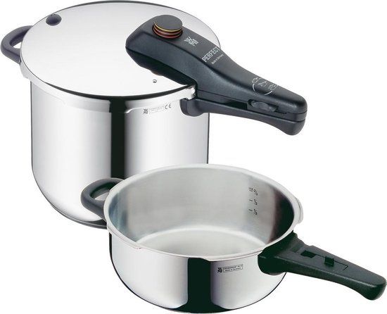 WMF Perfect Premium Snelkookpannen Set - 4.5 & 3.0 Liter - Zilver/Zwart
