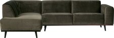 BePureHome Statement Corner Sofa Left - Velvet Warm Green - 274x210cm