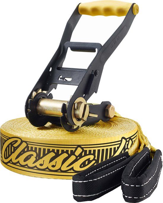 Gibbon Classicline Slackline - 15m - 5cm Wide - Yellow - Beginner Set