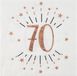 Santex Verjaardag feest servetten leeftijd - 10x - 70 jaar - rose goud - 33 x 33 cm
