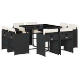 vidaXL 9-delige Tuinset met kussens, poly rattan, grijs