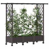 vidaXL Verhoogd bed met trellis en dak bruin 164 x 40 x 127 cm PP