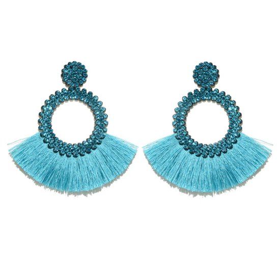 Cilla Jewels Fringe Oorbellen met Lichtblauw Strass