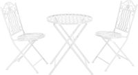 en.casa Bistroset Biella metaal tuintafel met 2 tuinstoelen wit