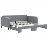 vidaXL - Slaapbank - met - onderschuifbed - 100x190 - cm - stof - lichtgrijs