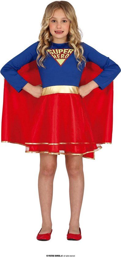 Guirca Superwoman & Supergirl Costume - Girl - Blue, Red - Size 176 - Carnival Costume