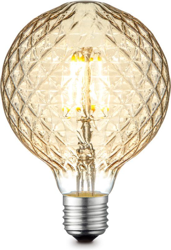 Home Sweet Home Edison Vintage E27 LED filament lichtbron Globe - Amber - 9.5/9.5/13.5cm - G95 Deco - Retro LED lamp - Dimbaar - 4W 330lm 2700K