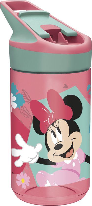 4KidsOnly Disney's Minnie Mouse Tritan Premium Drinkfles - 480 ml - Roze/Groen