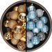 Bellatio Decorations Kaemingk B.V. Kerstballen - 74x stuks - goud en lichtblauw - 6 cm - kunststof