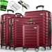 tillvex® set de voyage 4 pièces + pèse-bagages, 8x sangles de valise & 4x cintres de valise | set de voyage 4 roues | valise trolley bagage serrure TSA | set de valise rigide S-M-L-XL, vert armée
