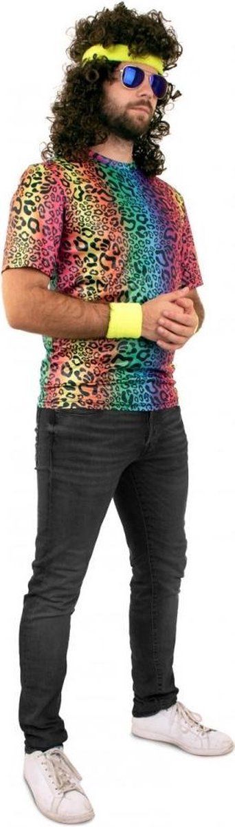 PartyXplosion Fout T-Shirt Neon Panterprint Volwassenen - Maat S