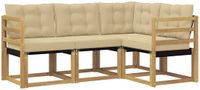 vidaXL Hoek loungeset 4-delig acaciahout wit en beige