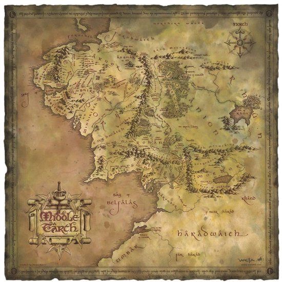 WETA Workshop Lord of the Rings Art Print Parchment Map of Middle-earth 59 x 30 cm
