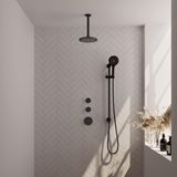Brauer Black Carving Thermostatische Regendoucheset Inbouw - Hoofddouche 20 cm - Handdouche 3 Standen - Doucheslang - Geintegreerde Glijstang - Mat Zwart