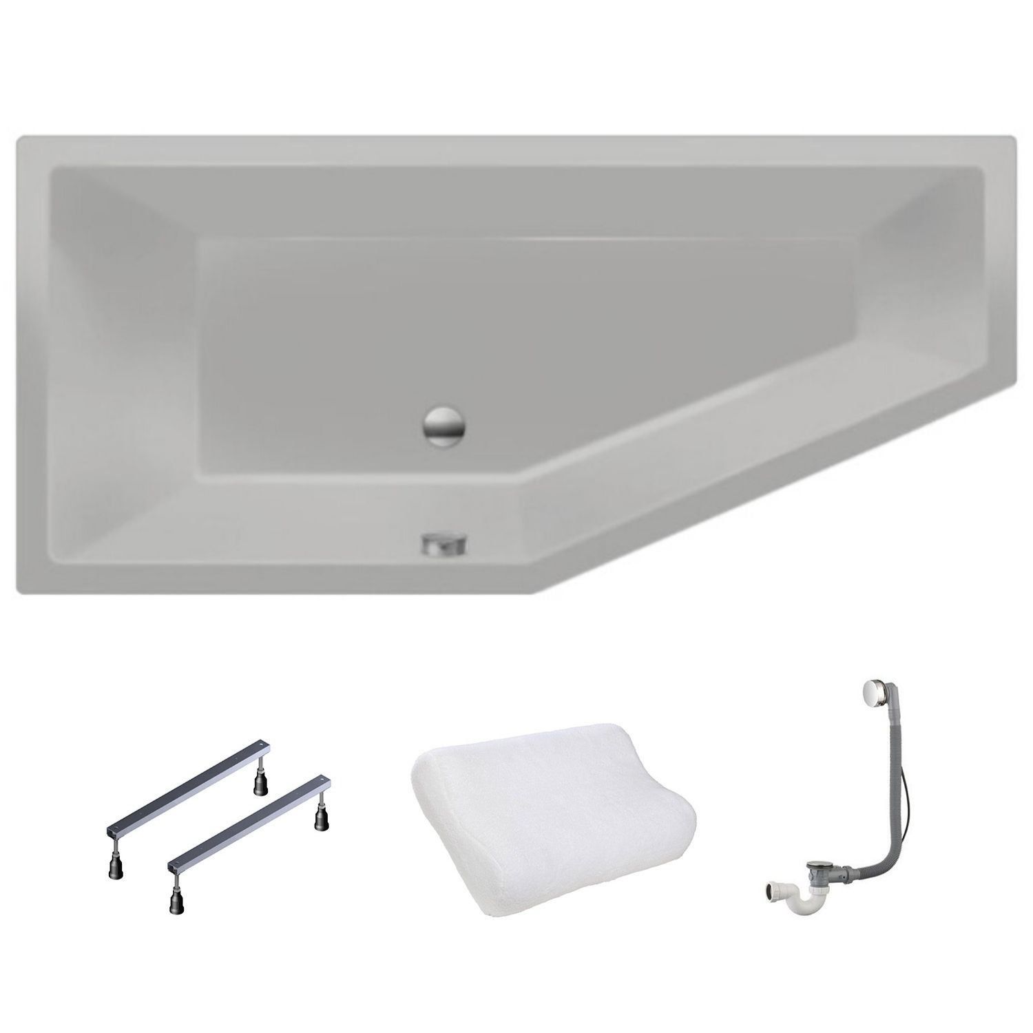 XENZ Society Compact Hoekbad Links 180x80cm Mat Cement - Antraciet