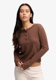 Superdry Athletic Essential Waffle Top Slanke Pasvorm Dames Kastanjebruin XL